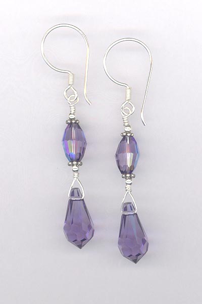 purple tanzanite crystal drop earring