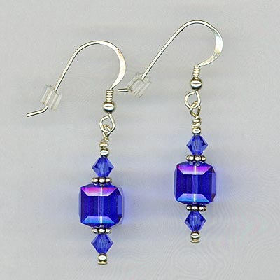 Sapphire Crystal cube stack Earring