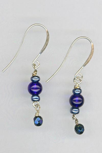 Blue iris crystal earring