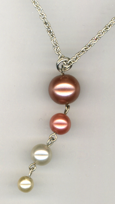 cream 4 pearl pendant sp chain necklace