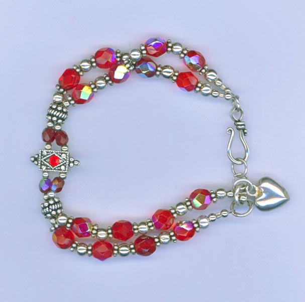 Red 2 strand  crystal bracelet