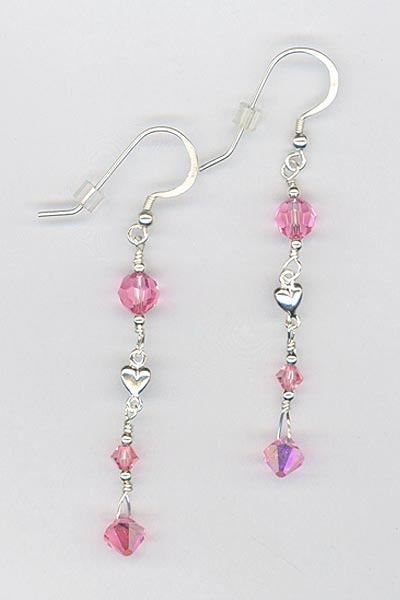 light rose ss heart earrings
