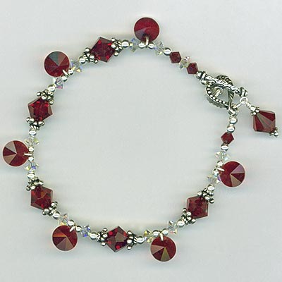 Red Siam crystal heart bracelet