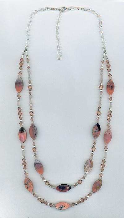 pink opal 2 strand necklace