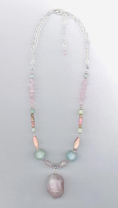 rose quartz gemstone mix 2 necklace