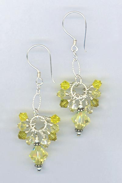 Yellow cascade crystal bali earring