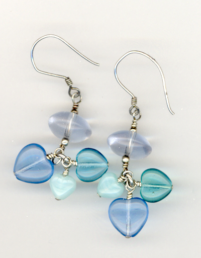 Blue Heart Charms Earrings
