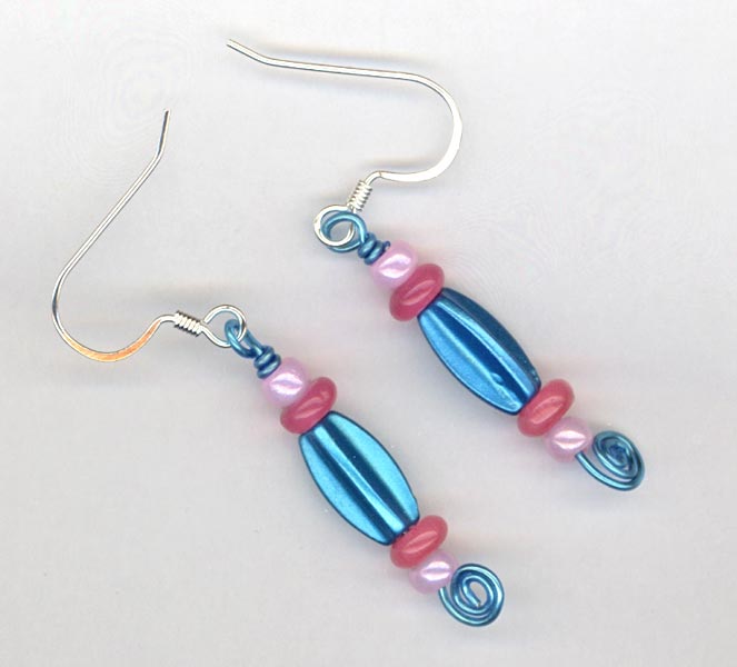 Blue pink Whimsy earrings