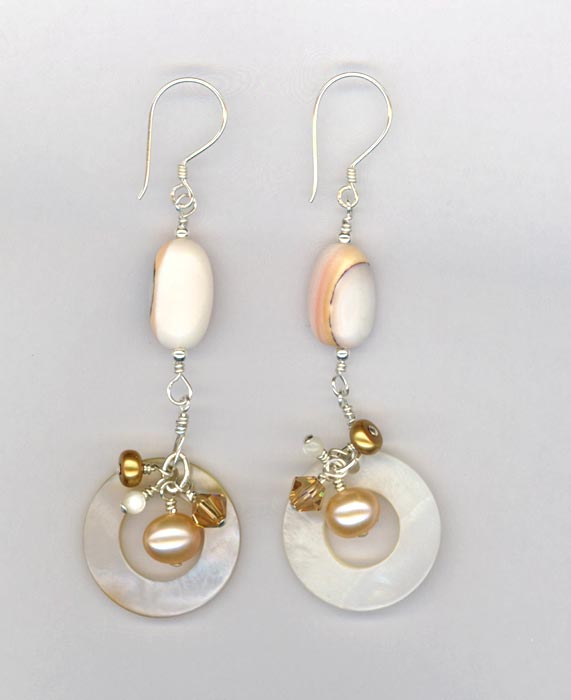MOP shell crystal circle earrings