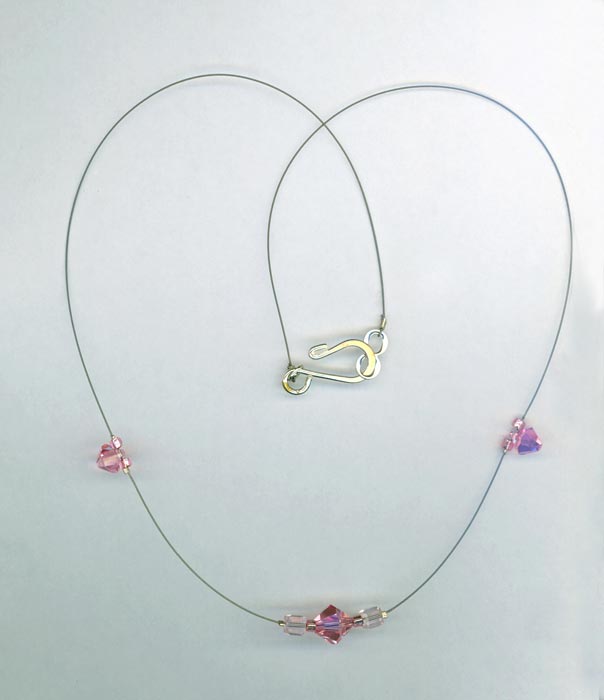 Pink Swarovski Rose Crystal Floating Invisible Necklace