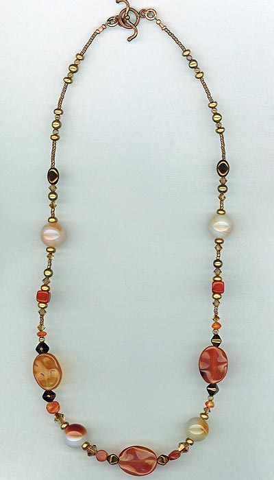 copper carnelian pearl necklace