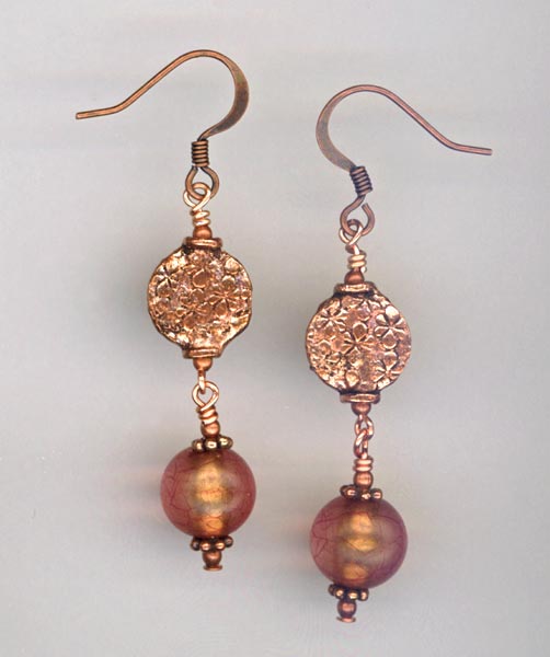 Copper & Pink Italian earrings