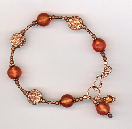 copper & Amber itan glass bracelet