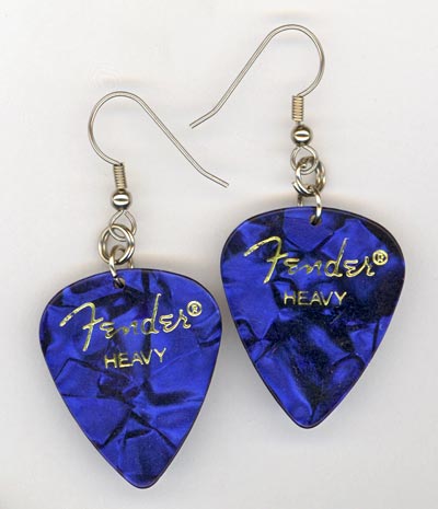 blue pearl fender gp earrings