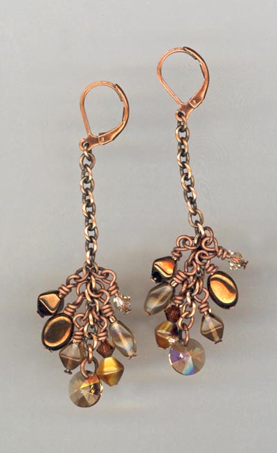 Copper Cluster Chain Earrings