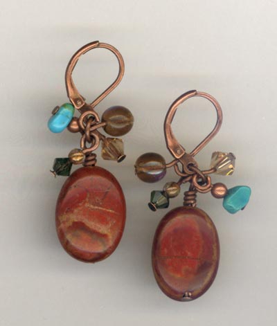 copper jasper cluster earrings