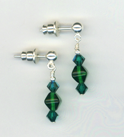 emerald crystal ss post earring