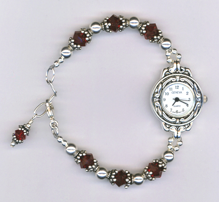 siam red crystal elegant watch