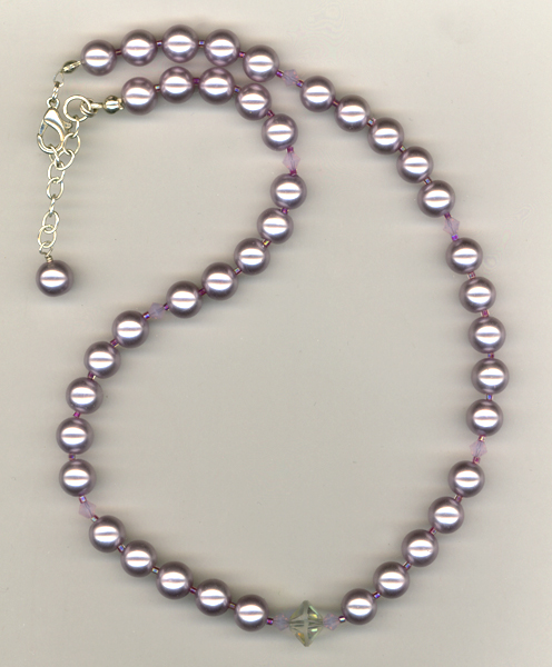lavender pearl crystal necklace