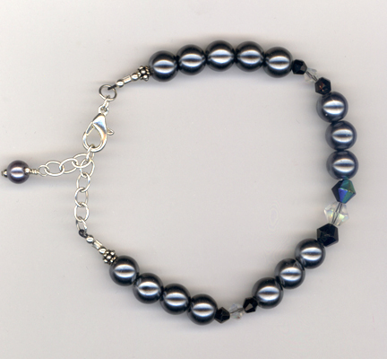 grey pearl crystal bracelet