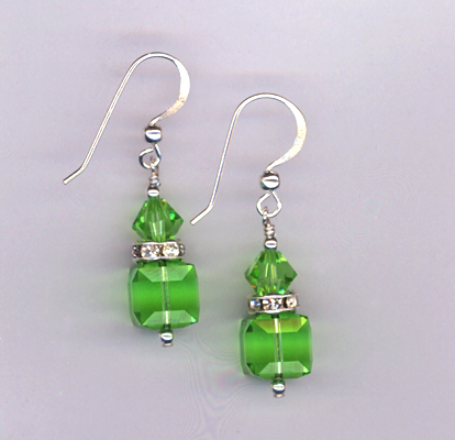 periodot cube crystal stack earrings