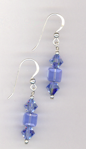 Bridal blue crystal sterling earrings