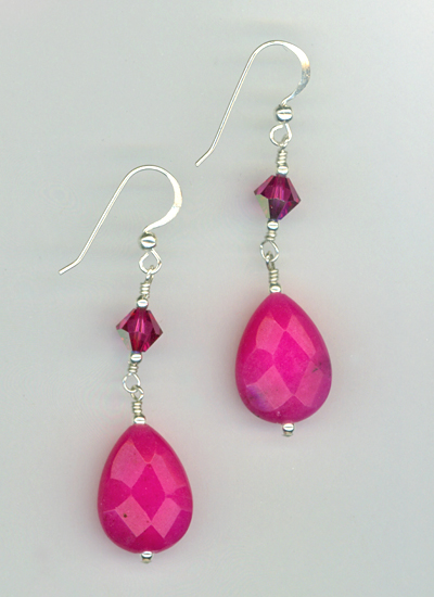 fuchsia jade crystal earrings