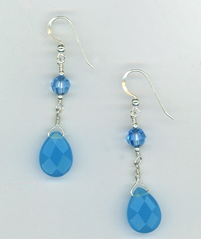 aqua quartz briolette crystal earring