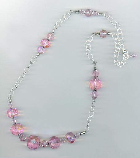 pink donut crystal chain necklace
