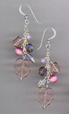 pink SS chain earrings