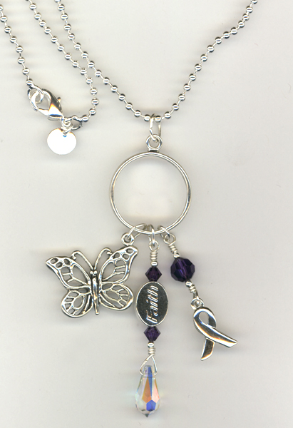 faith butterfly crystal charm necklace
