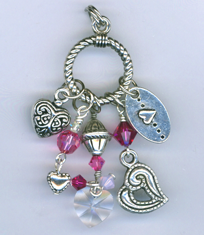 pink multi crystal charm necklace