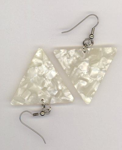 white pearl triangle gp earring