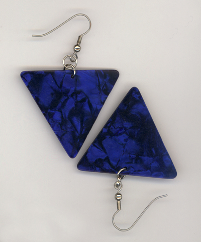 blue pearl triangle gp earring
