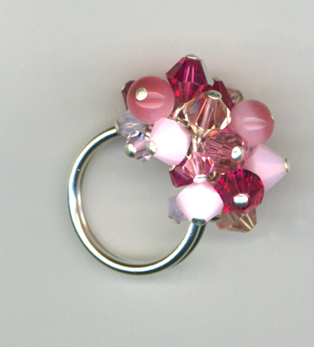 pink crystal cluster ring