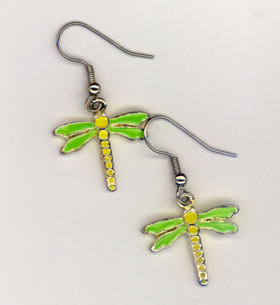 yellow dragonfly charm earrings