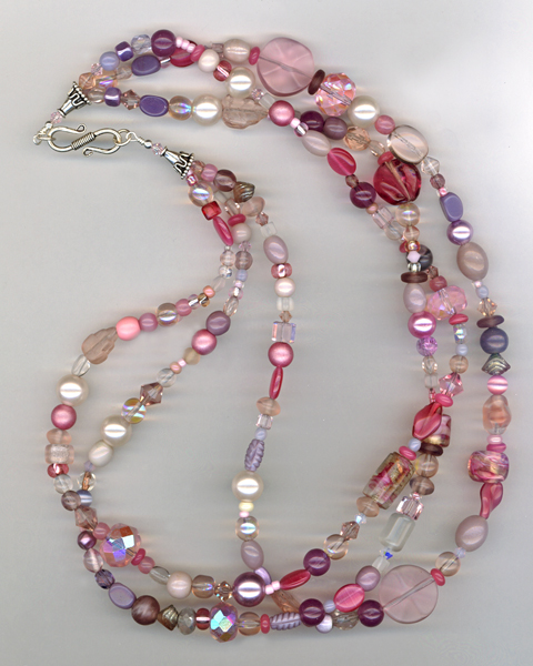 pink 3 strand necklace ss