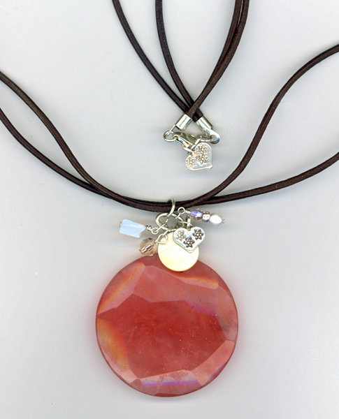rose quartz leather necklace