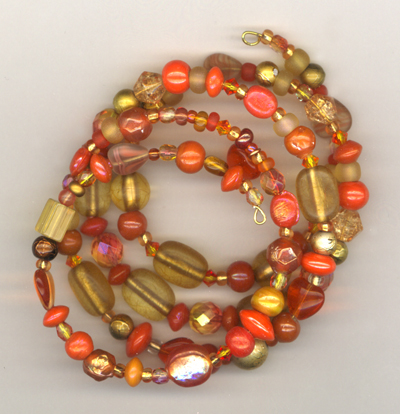 orange gold memory wire bracelet