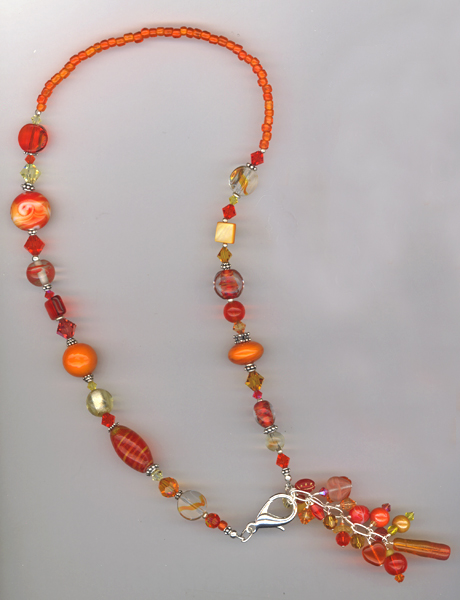 orange mix charm necklace